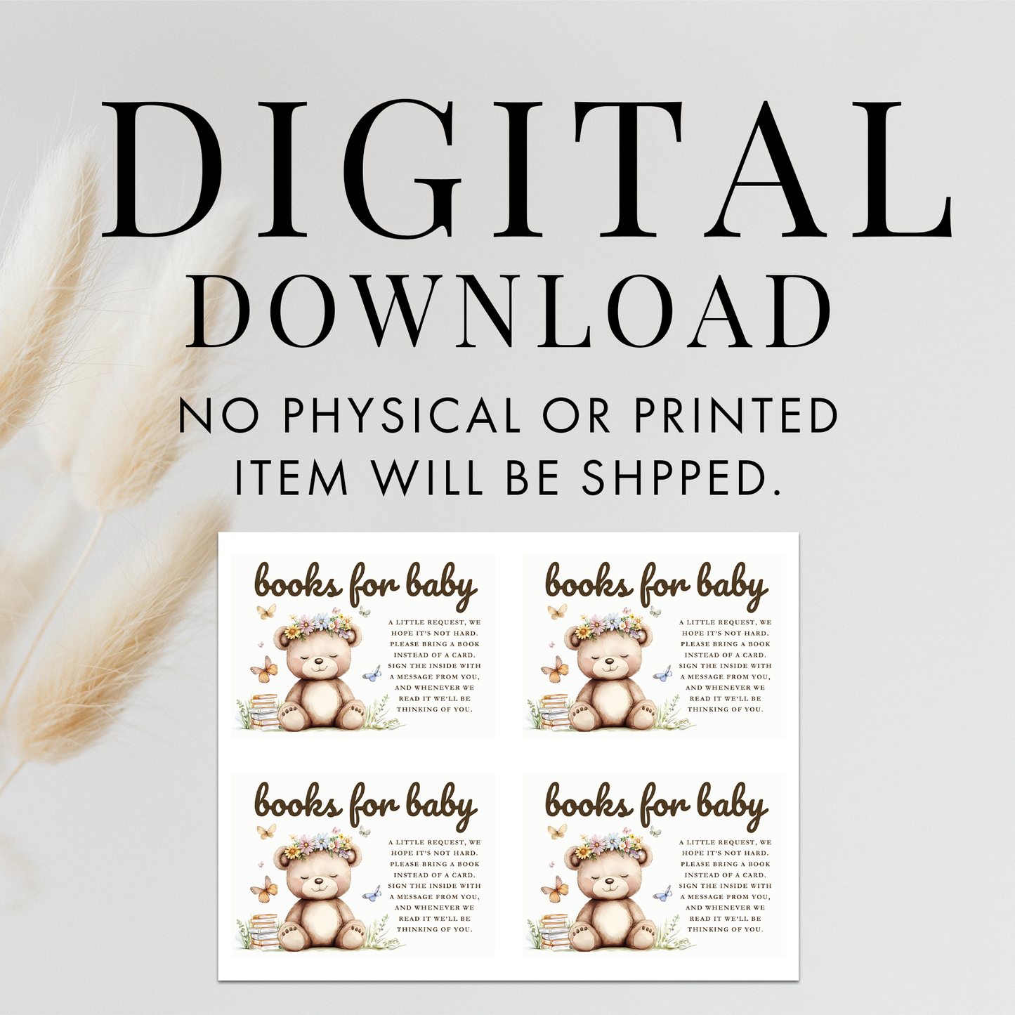 Editable We Can Bearly Wait Baby Shower Enclosure Cards Canva Template