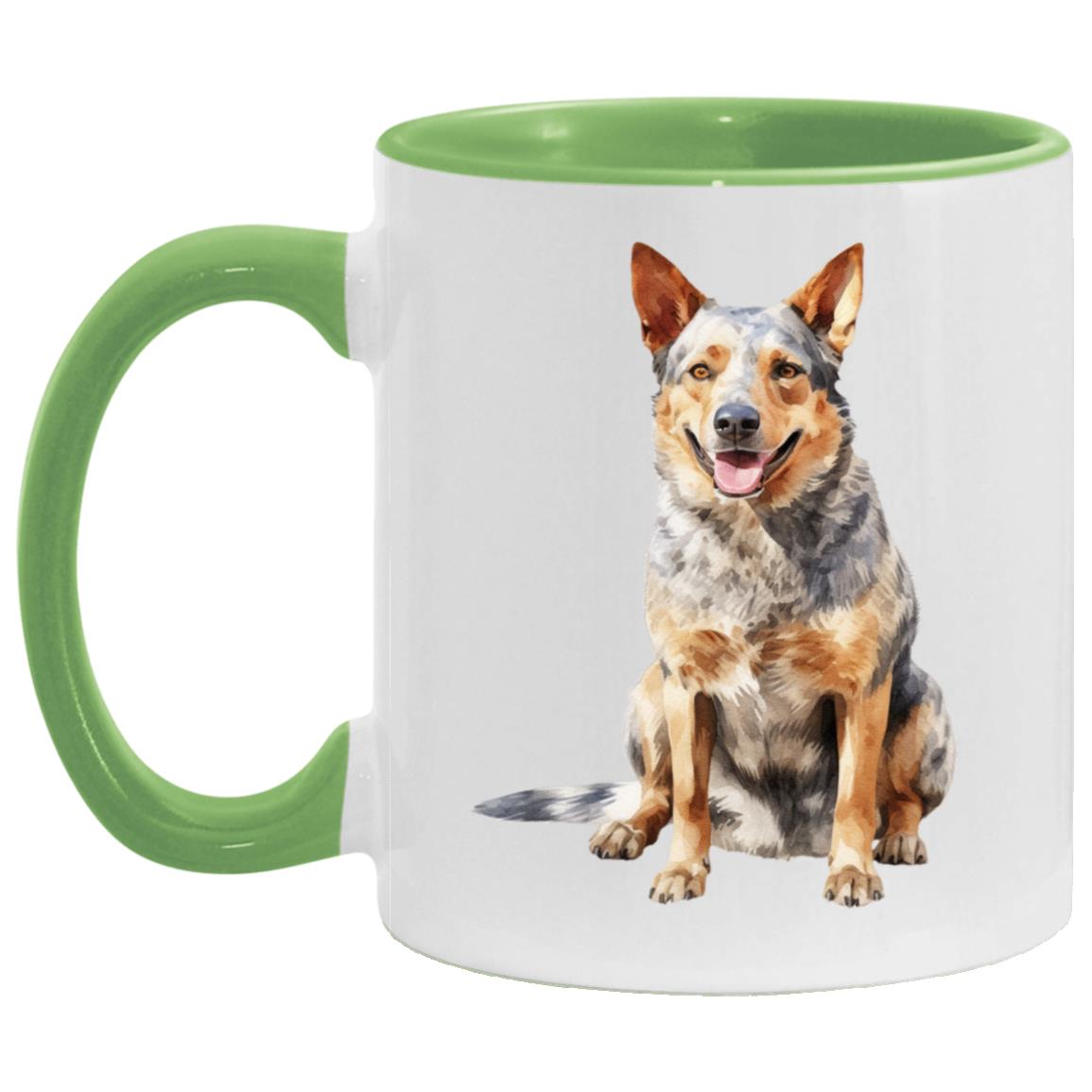 Australian Cattle Dog watercolor mug – 11oz Light Green