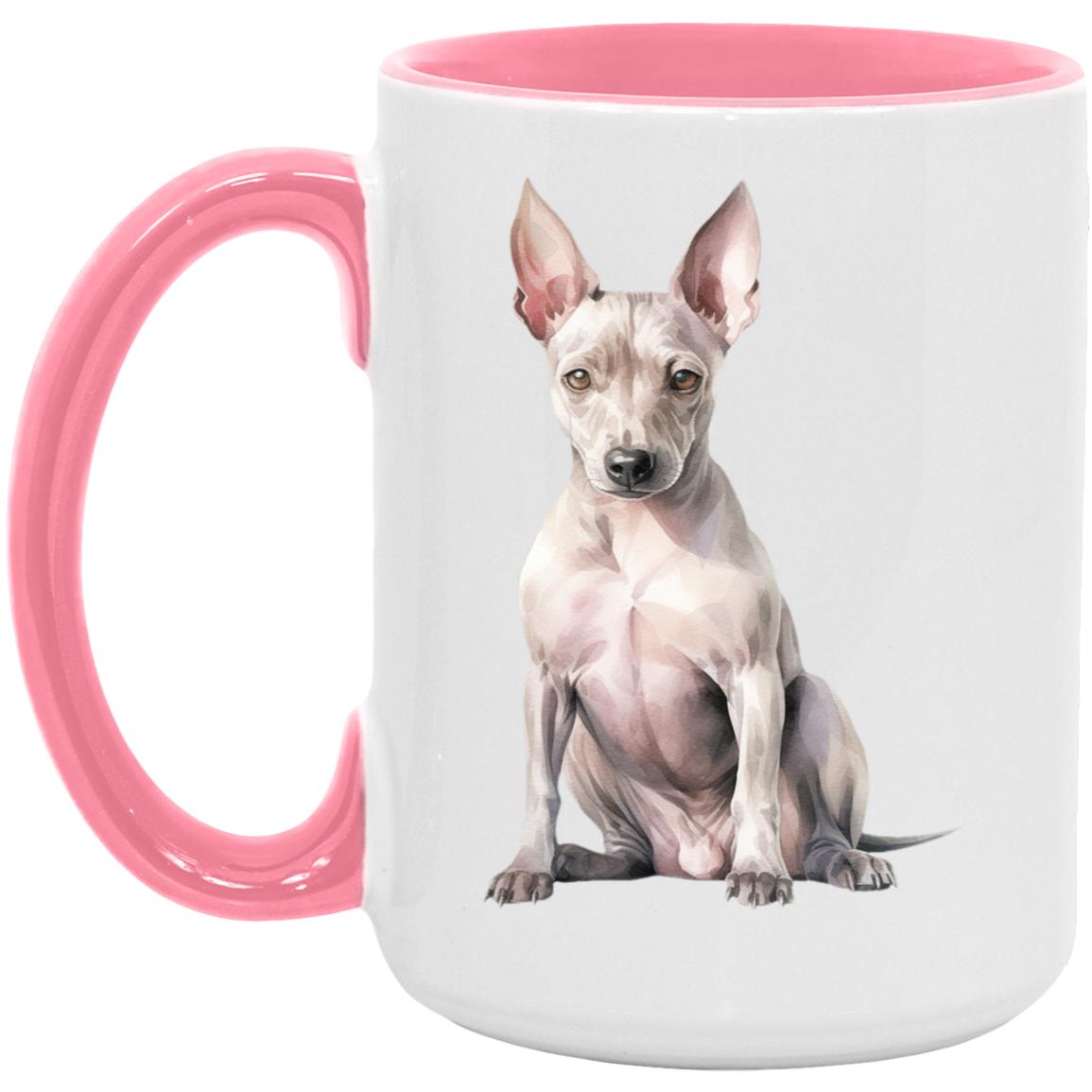 American Hairless Terrier watercolor mug – 15oz Pink