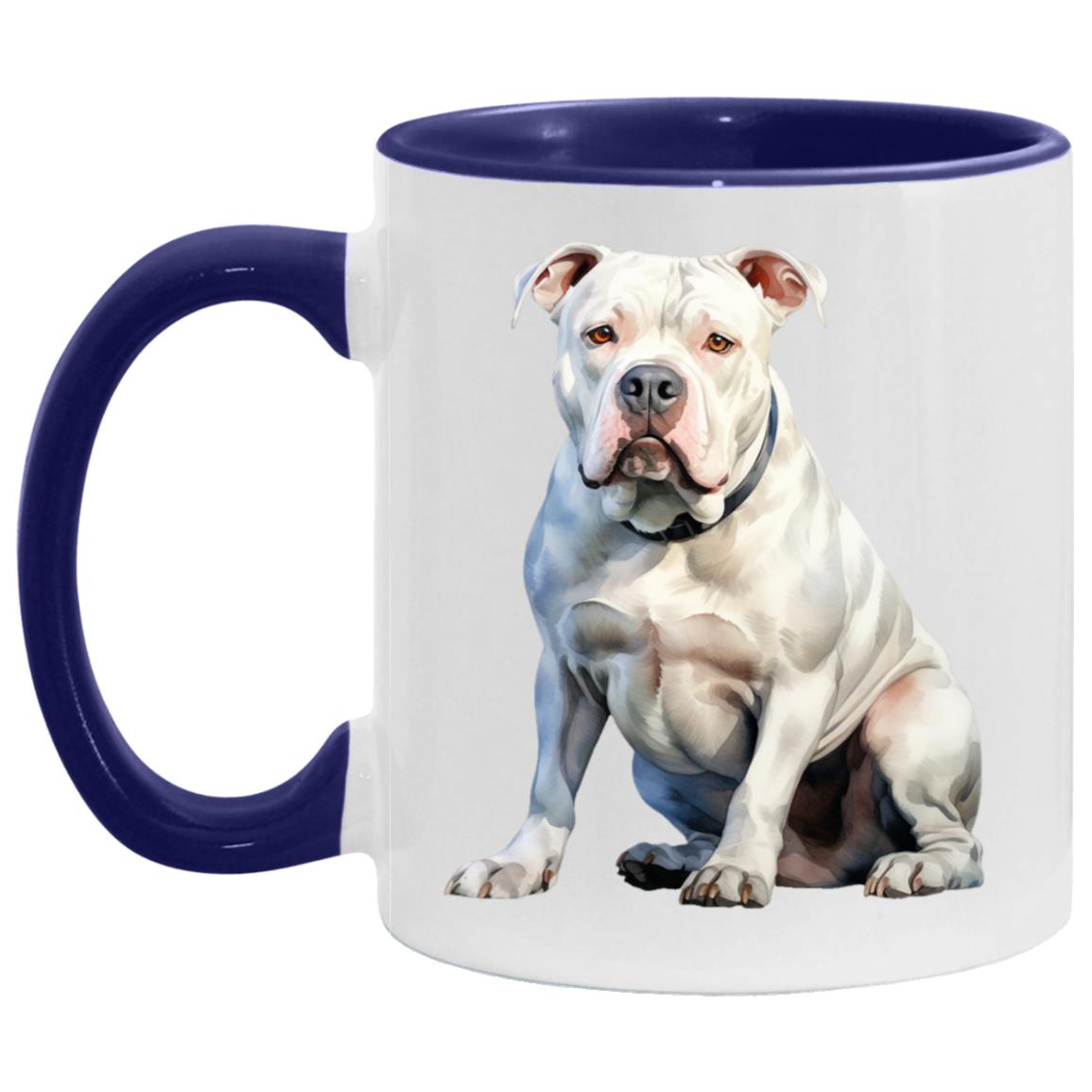 American Bulldog watercolor mug – 11oz Midnight Blue