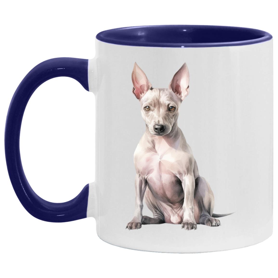 American Hairless Terrier watercolor mug – 11oz Midnight Blue