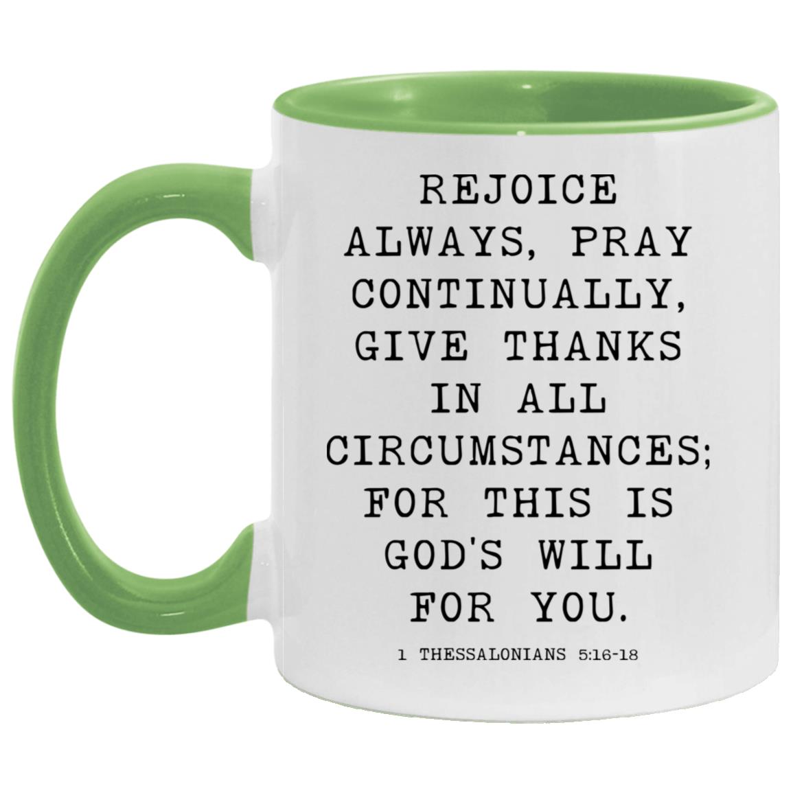 Rejoice Always Bible Verse coffee mug