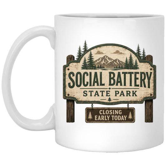 Social Battery State Park coffee mug