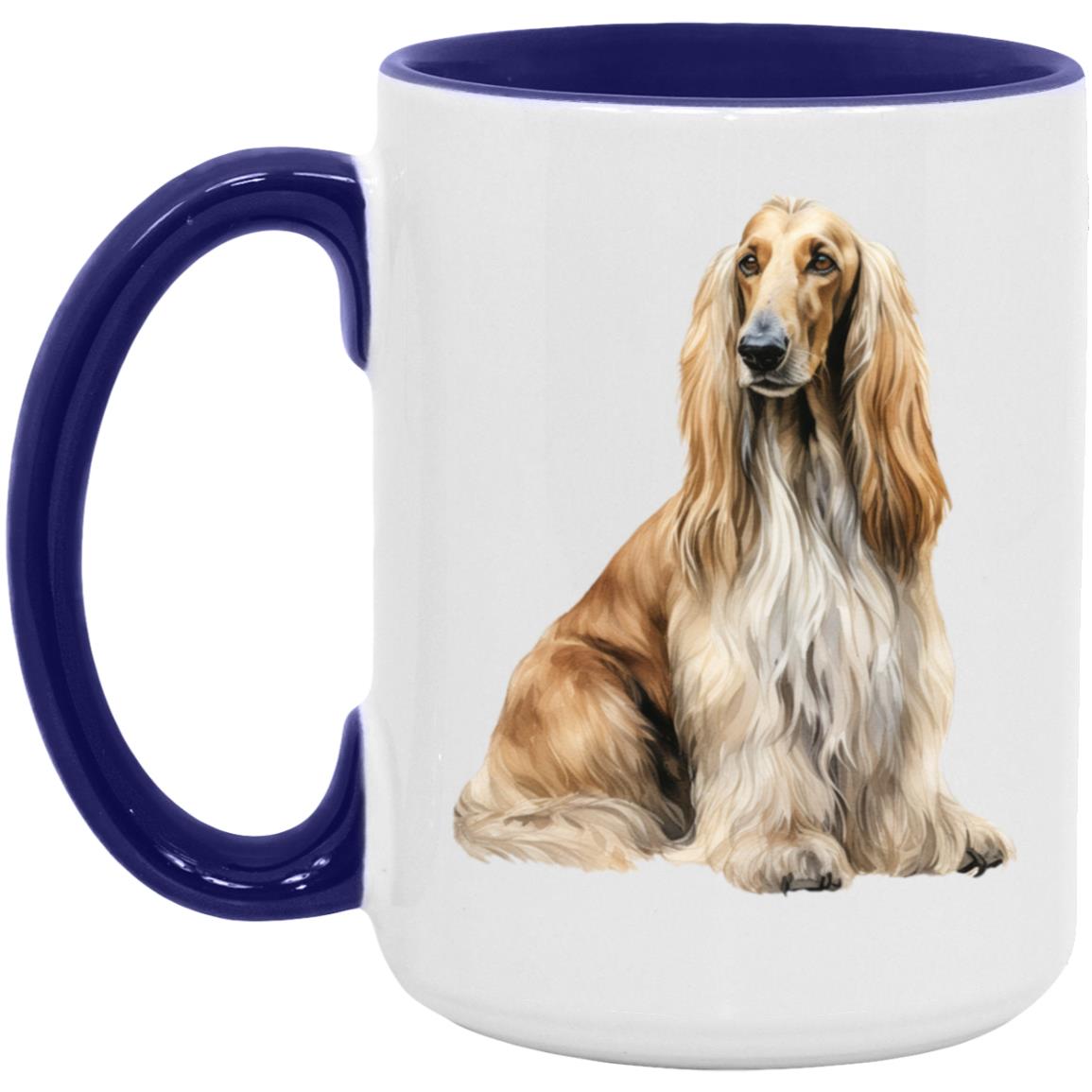 Afghan Hound watercolor mug – 15oz Midnight Blue