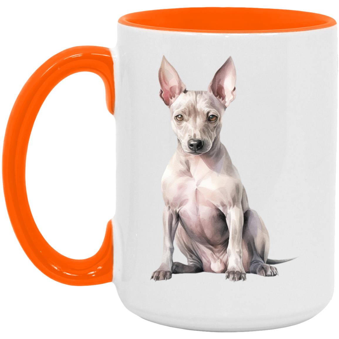 American Hairless Terrier watercolor mug – 15oz Orange