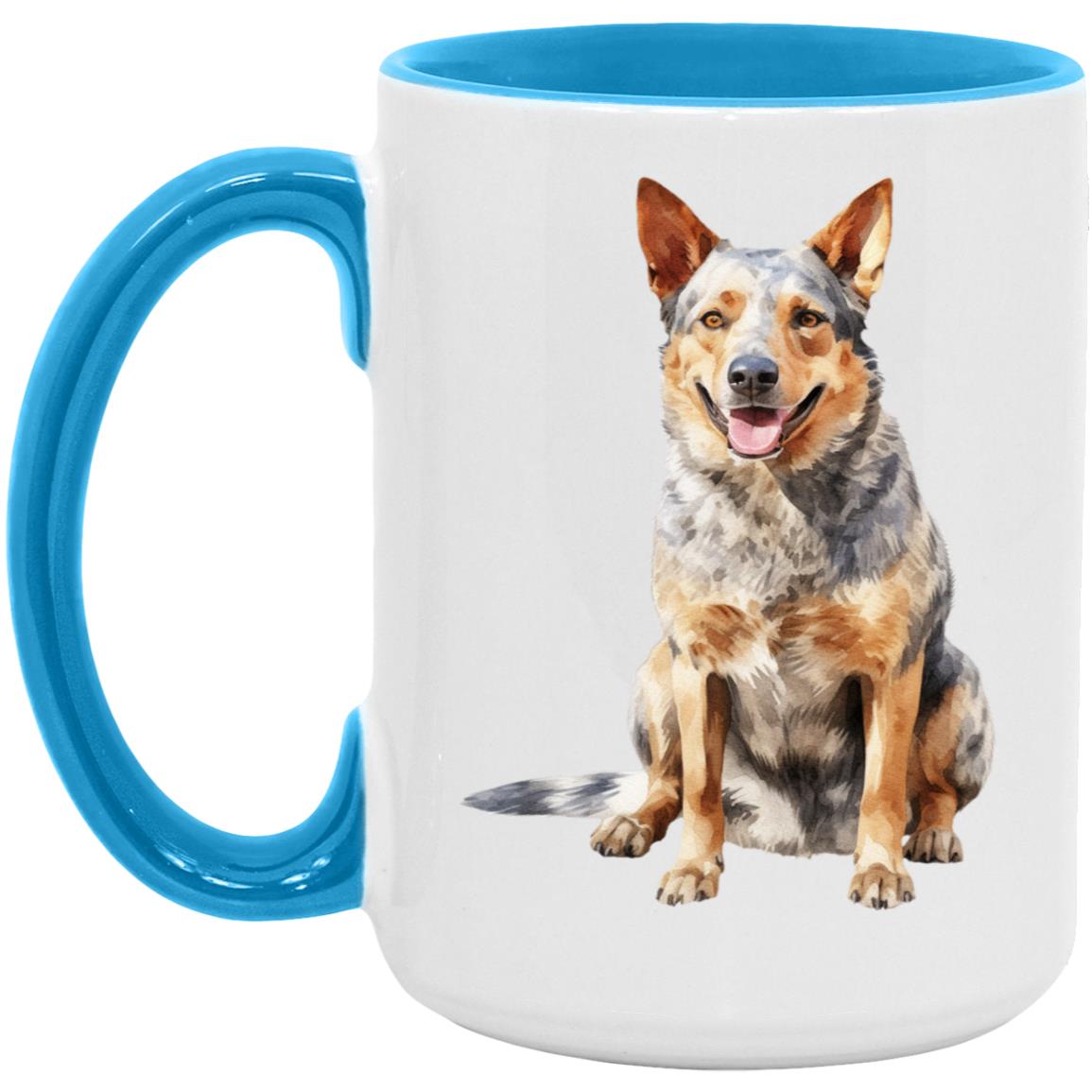Australian Cattle Dog watercolor mug – 15oz Light Blue