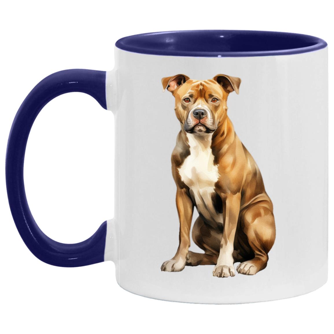 American Staffordshire Terrier watercolor mug – 11oz Midnight Blue