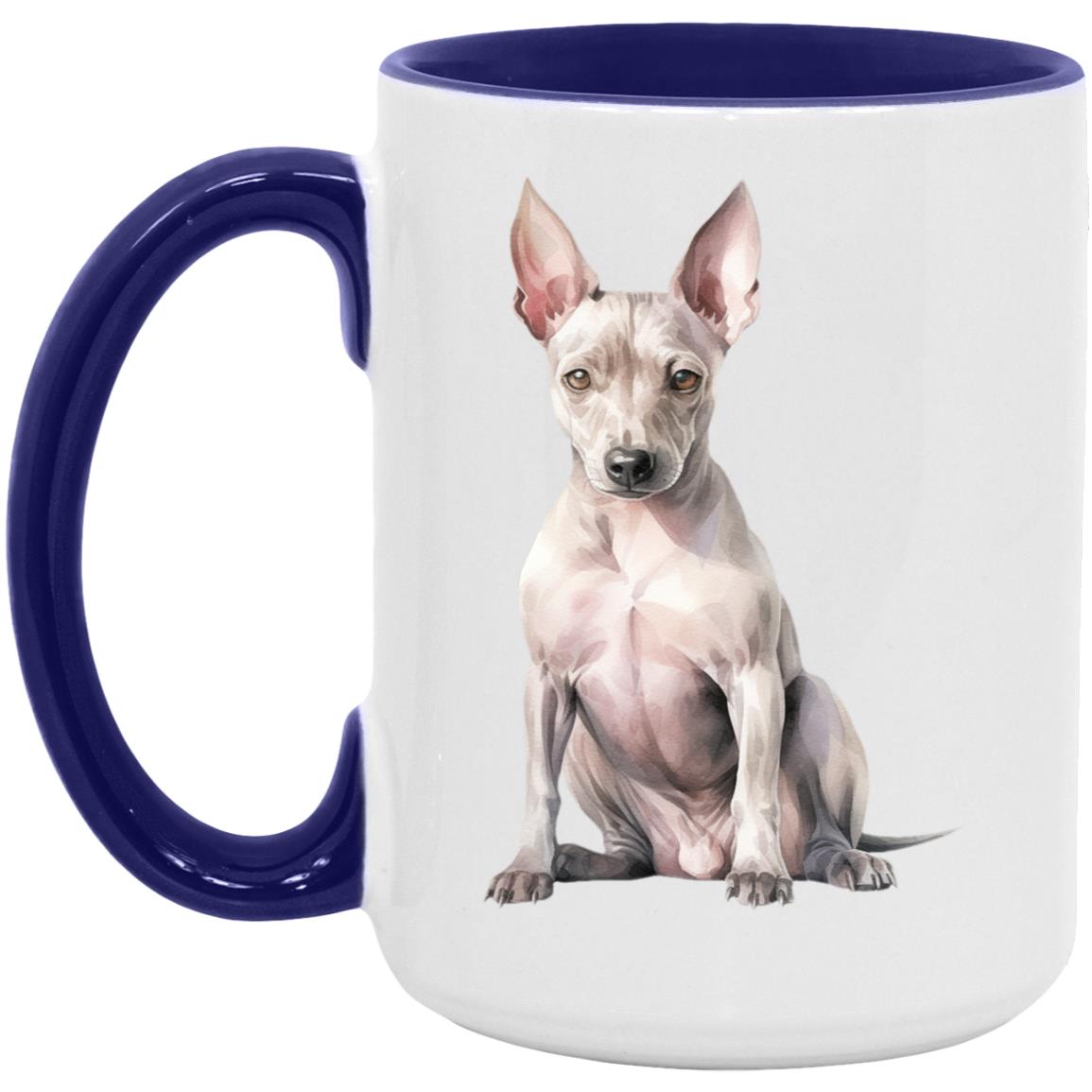 American Hairless Terrier watercolor mug – 15oz Midnight Blue