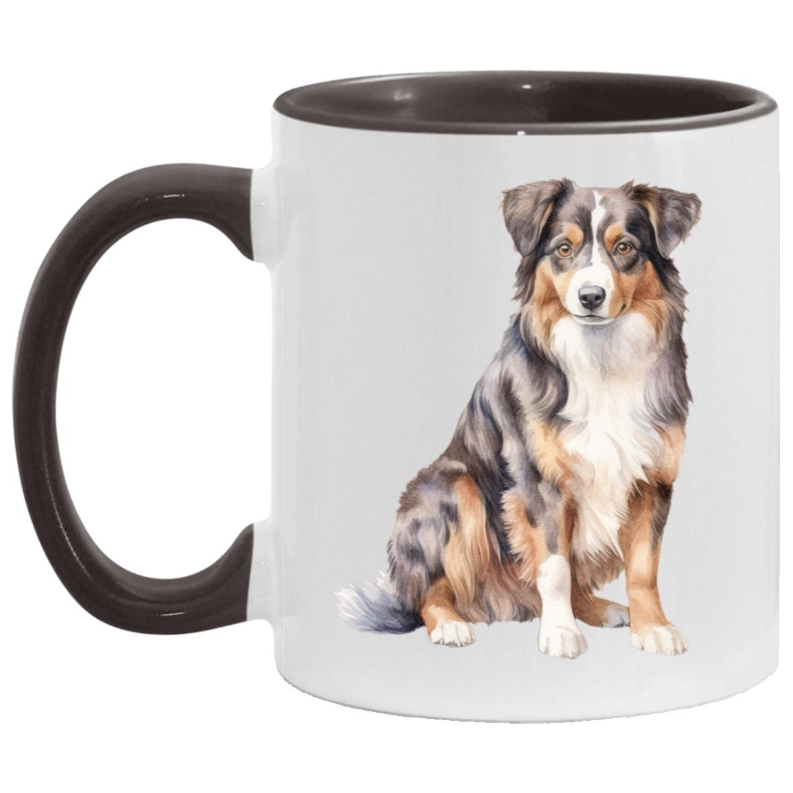 Australian Shepherd watercolor mug – 11oz Black