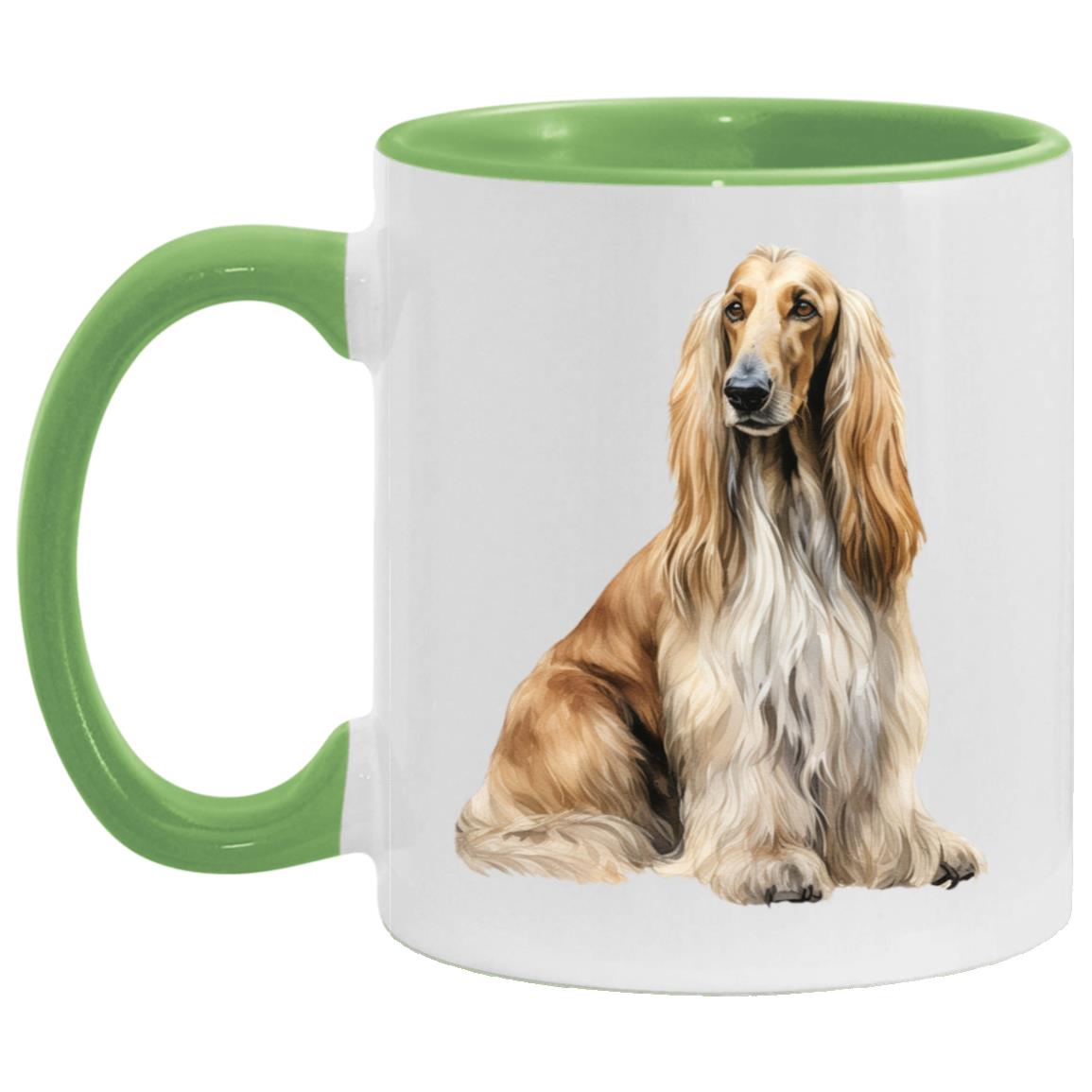 Afghan Hound watercolor mug – 11oz Light Green