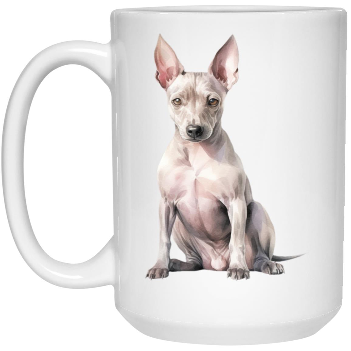 American Hairless Terrier watercolor mug – 15oz White