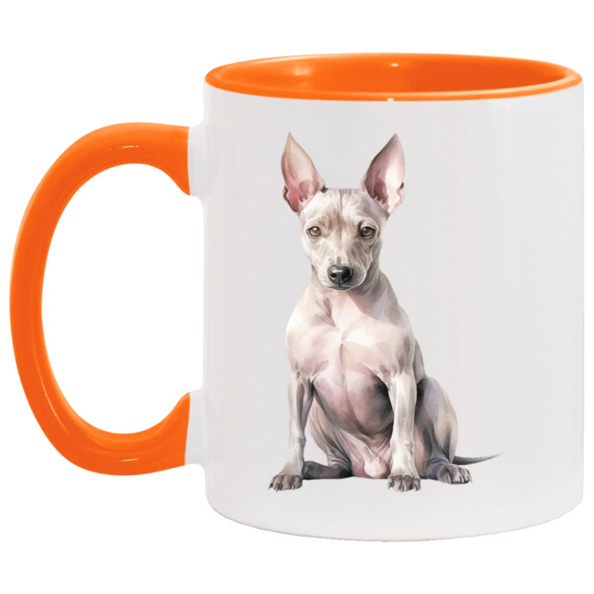 American Hairless Terrier watercolor mug – 11oz Orange
