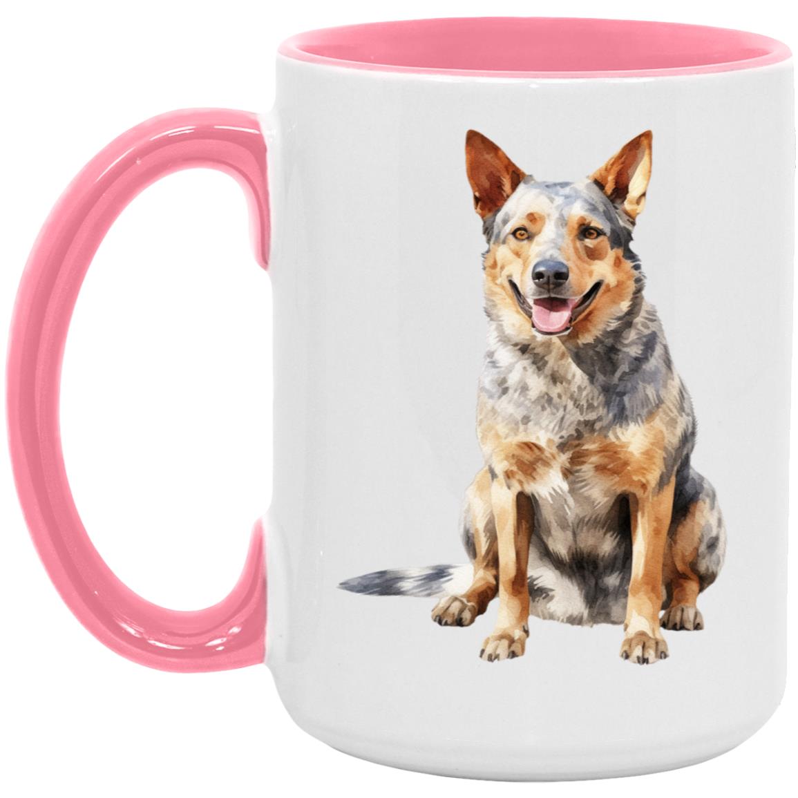 Australian Cattle Dog watercolor mug – 15oz Pink