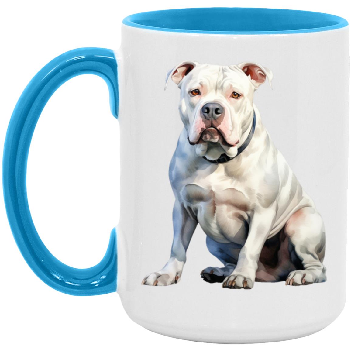 American Bulldog watercolor mug – 15oz Light Blue