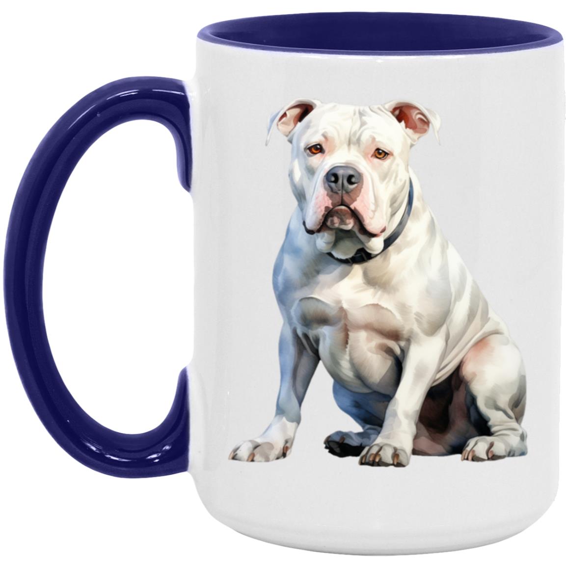 American Bulldog watercolor mug – 15oz Midnight Blue
