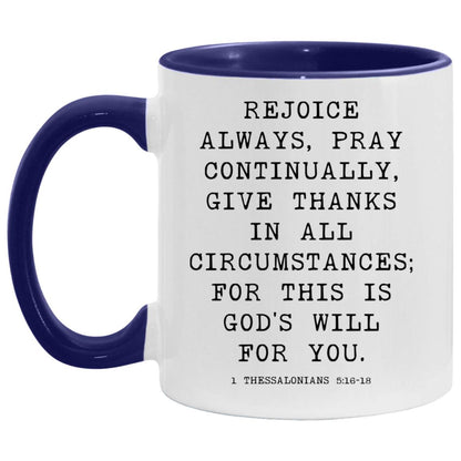 Rejoice Always Bible Verse coffee mug