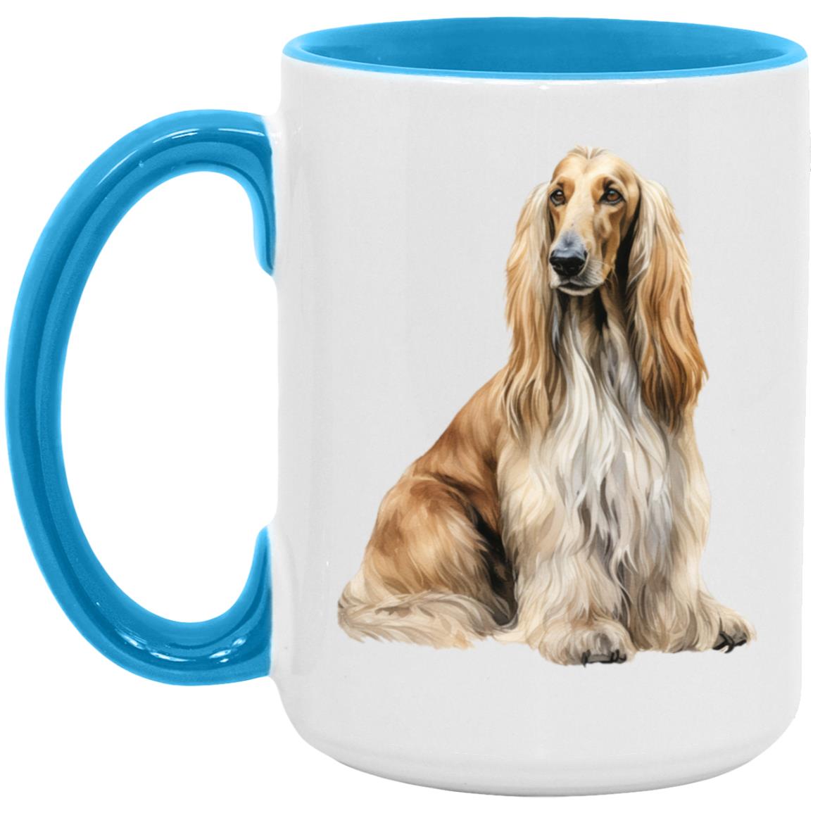 Afghan Hound watercolor mug – 15oz Light Blue