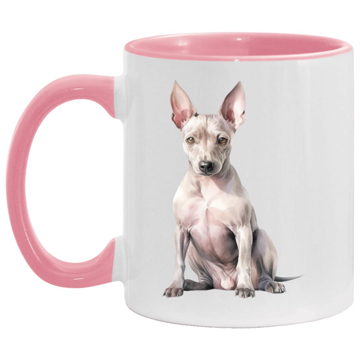 American Hairless Terrier watercolor mug – 11oz Pink