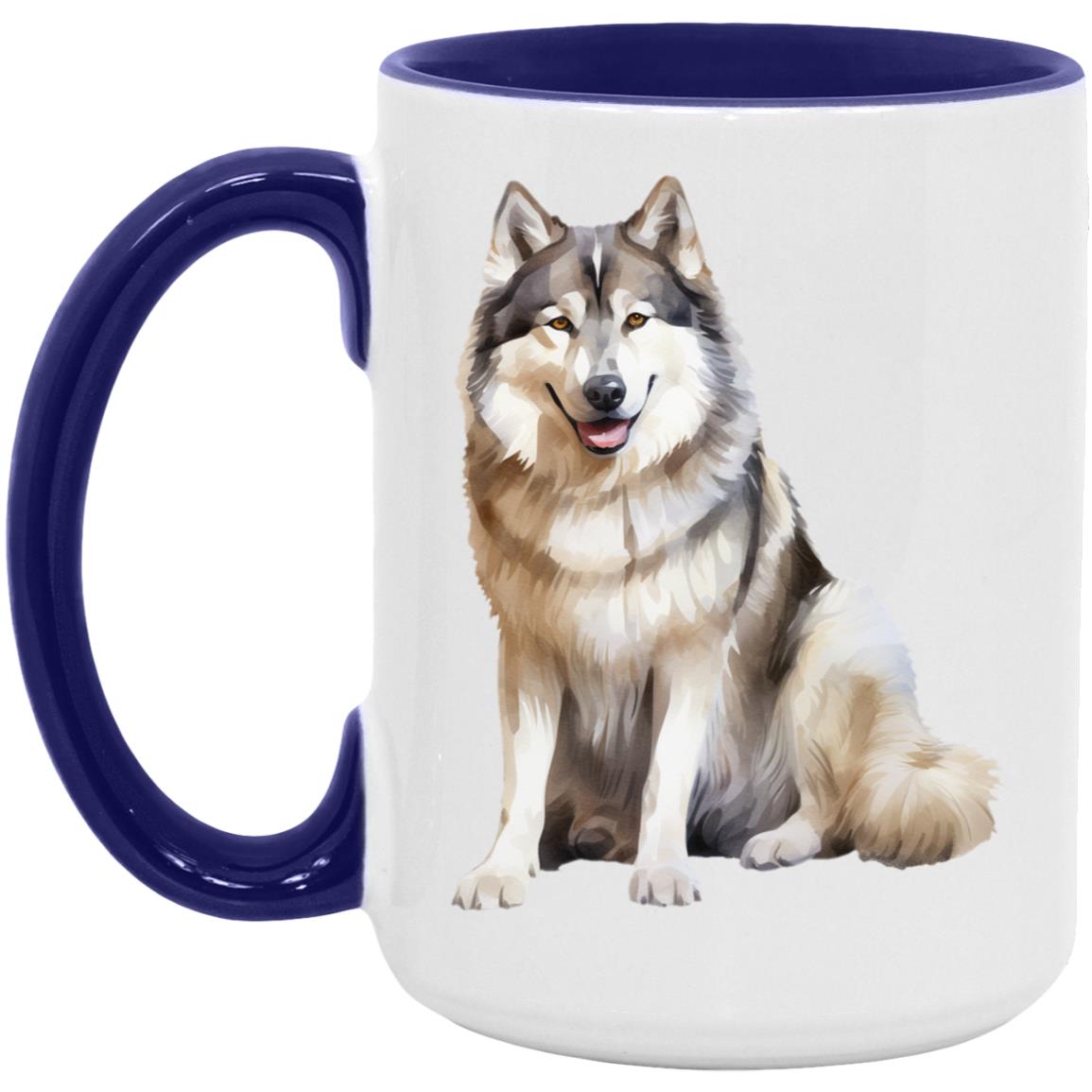 Alaskan Malamute watercolor mug – 15oz Midnight Blue