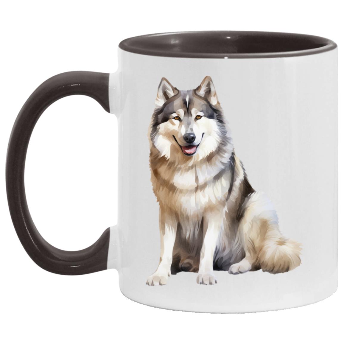 Alaskan Malamute watercolor mug – 11oz Black