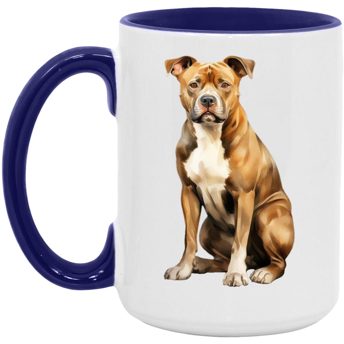 American Staffordshire Terrier watercolor mug – 15oz Midnight Blue