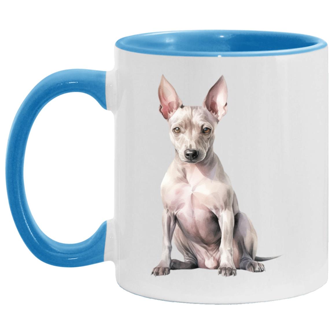 American Hairless Terrier watercolor mug – 11oz Light Blue