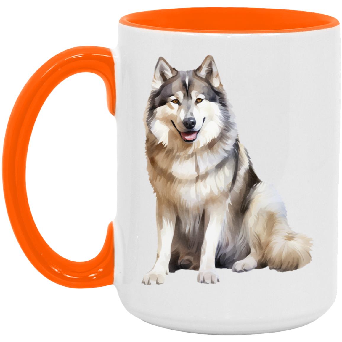 Alaskan Malamute watercolor mug – 15oz Orange