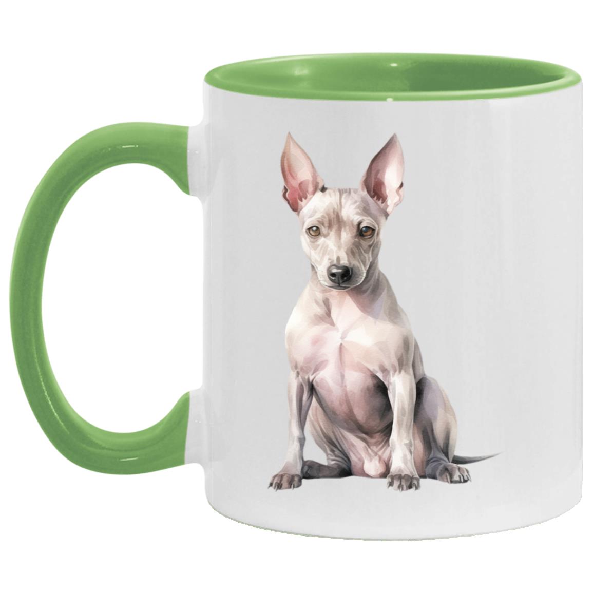 American Hairless Terrier watercolor mug – 11oz Light Green