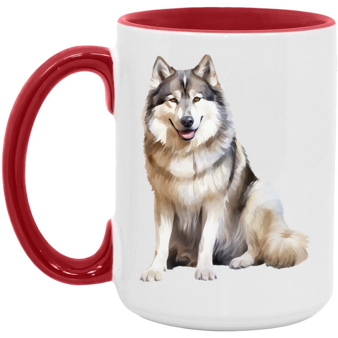 Alaskan Malamute watercolor mug – 15oz Red