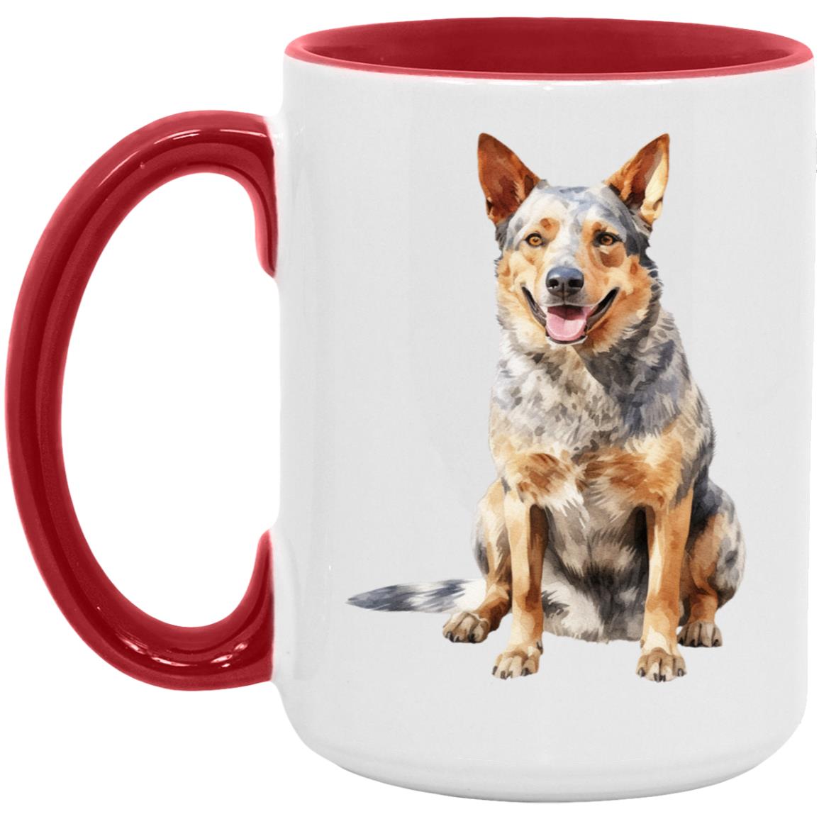 Australian Cattle Dog watercolor mug – 15oz Red