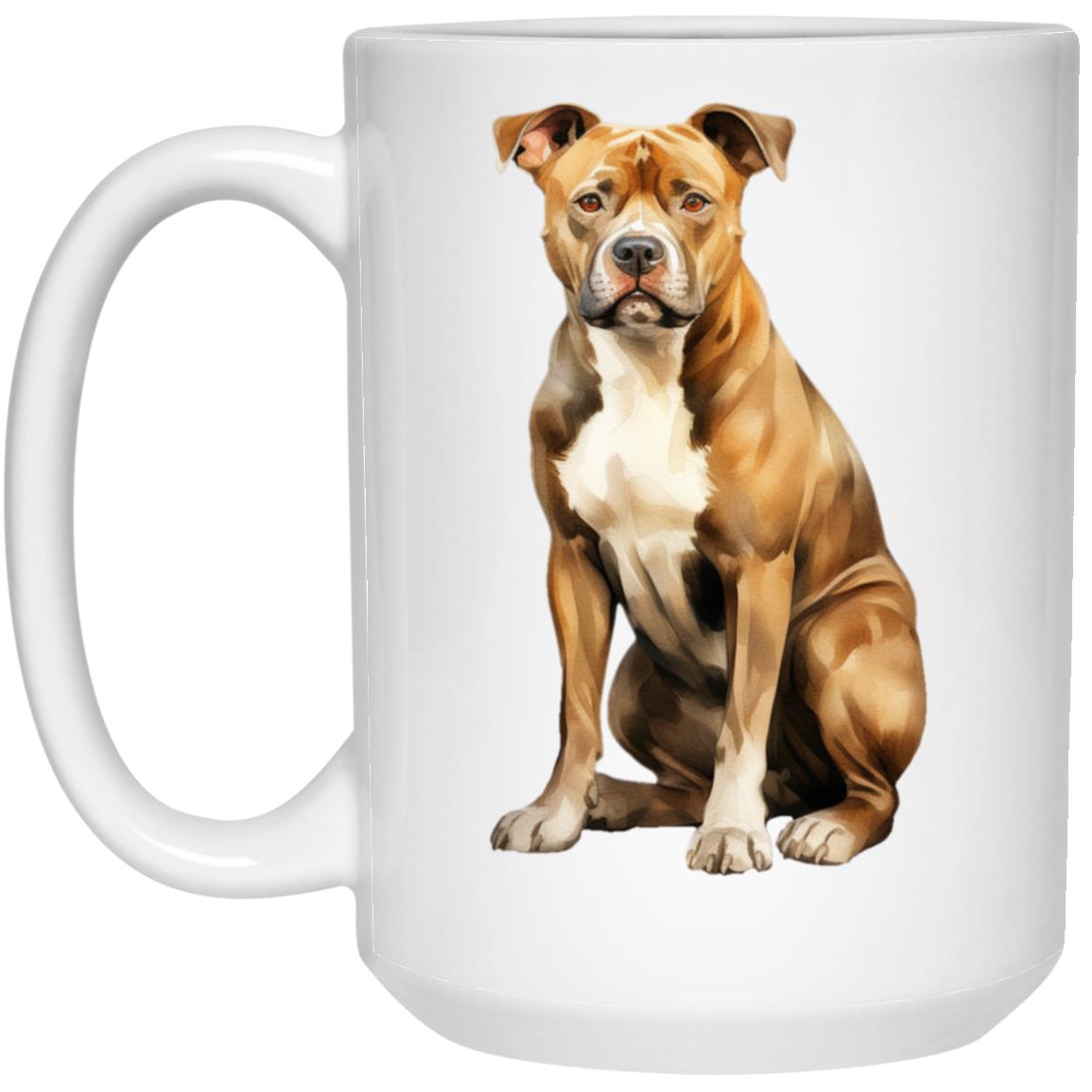 American Staffordshire Terrier watercolor mug – 15oz White
