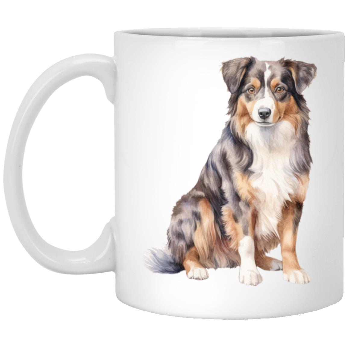 Australian Shepherd watercolor mug – 11oz White