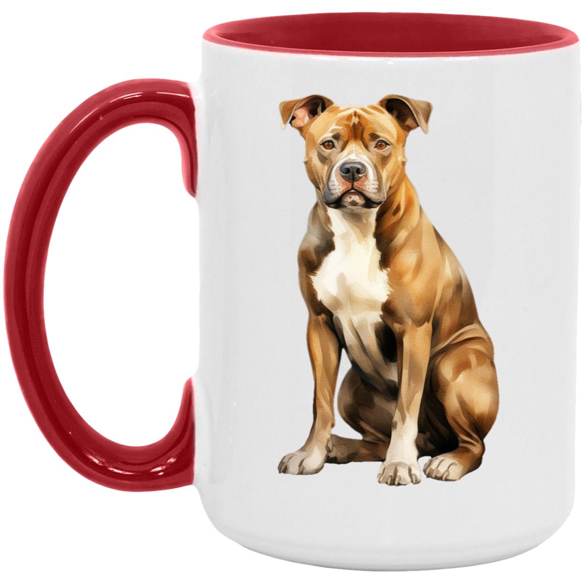 American Staffordshire Terrier watercolor mug – 15oz Red