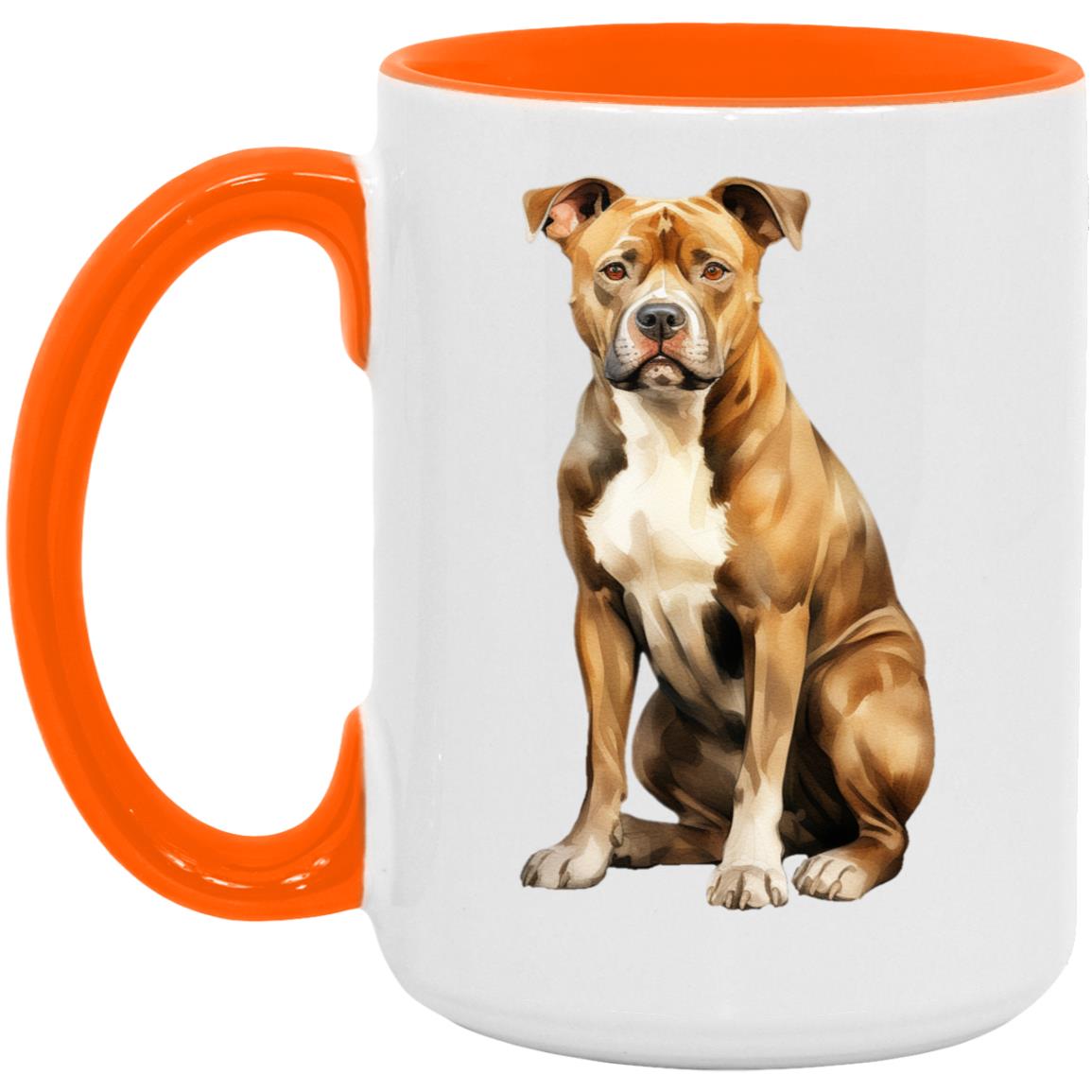 American Staffordshire Terrier watercolor mug – 15oz Orange