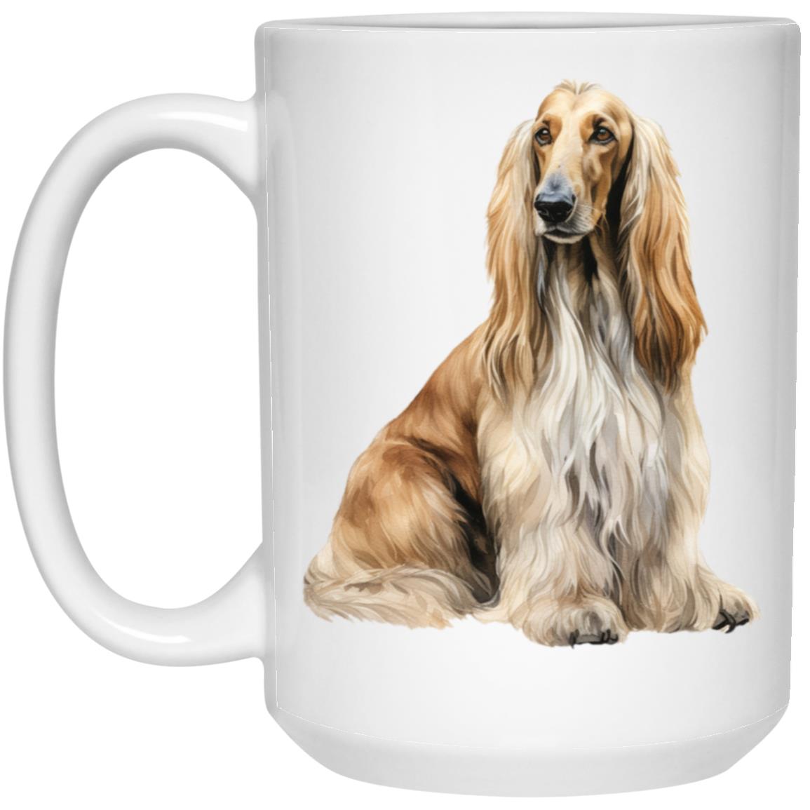Afghan Hound watercolor mug – 15oz White