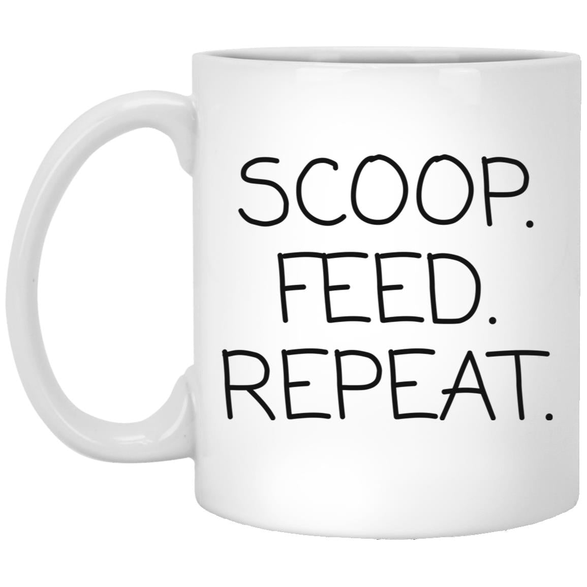 Scoop Feed Repeat coffee mug