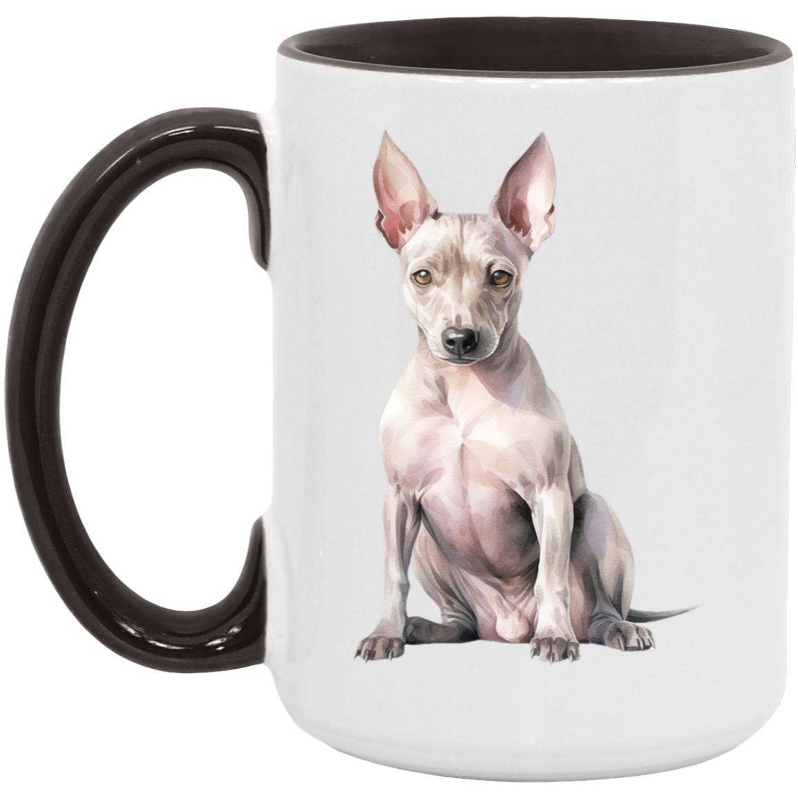 American Hairless Terrier watercolor mug – 15oz Black