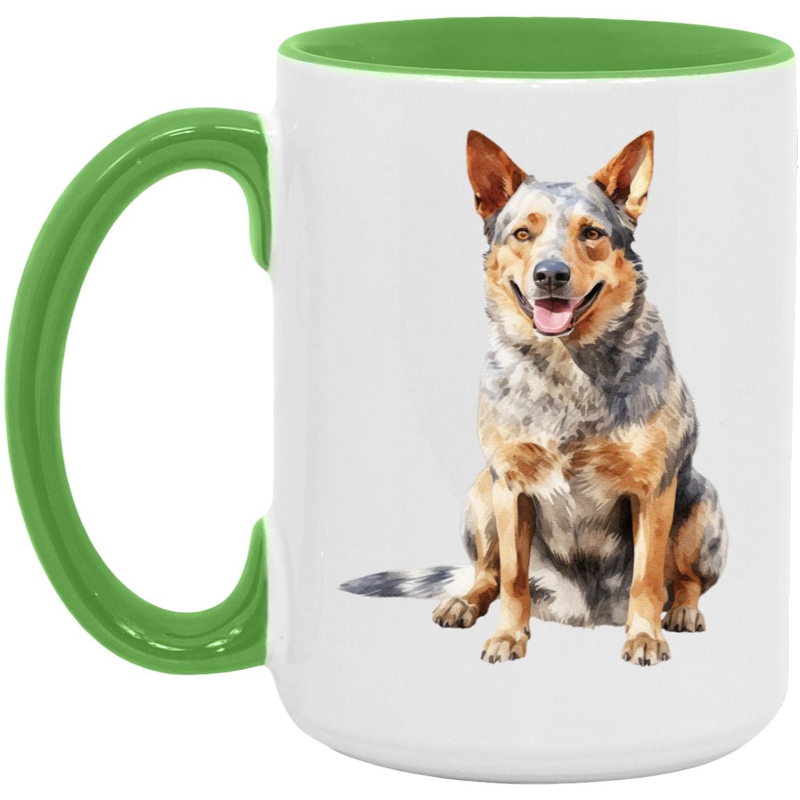 Australian Cattle Dog watercolor mug – 15oz Light Green