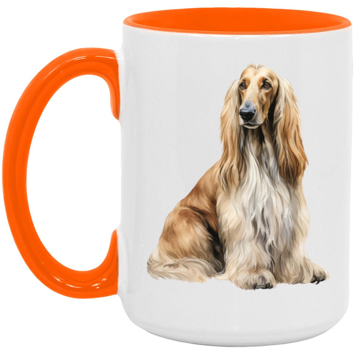 Afghan Hound watercolor mug – 15oz Orange