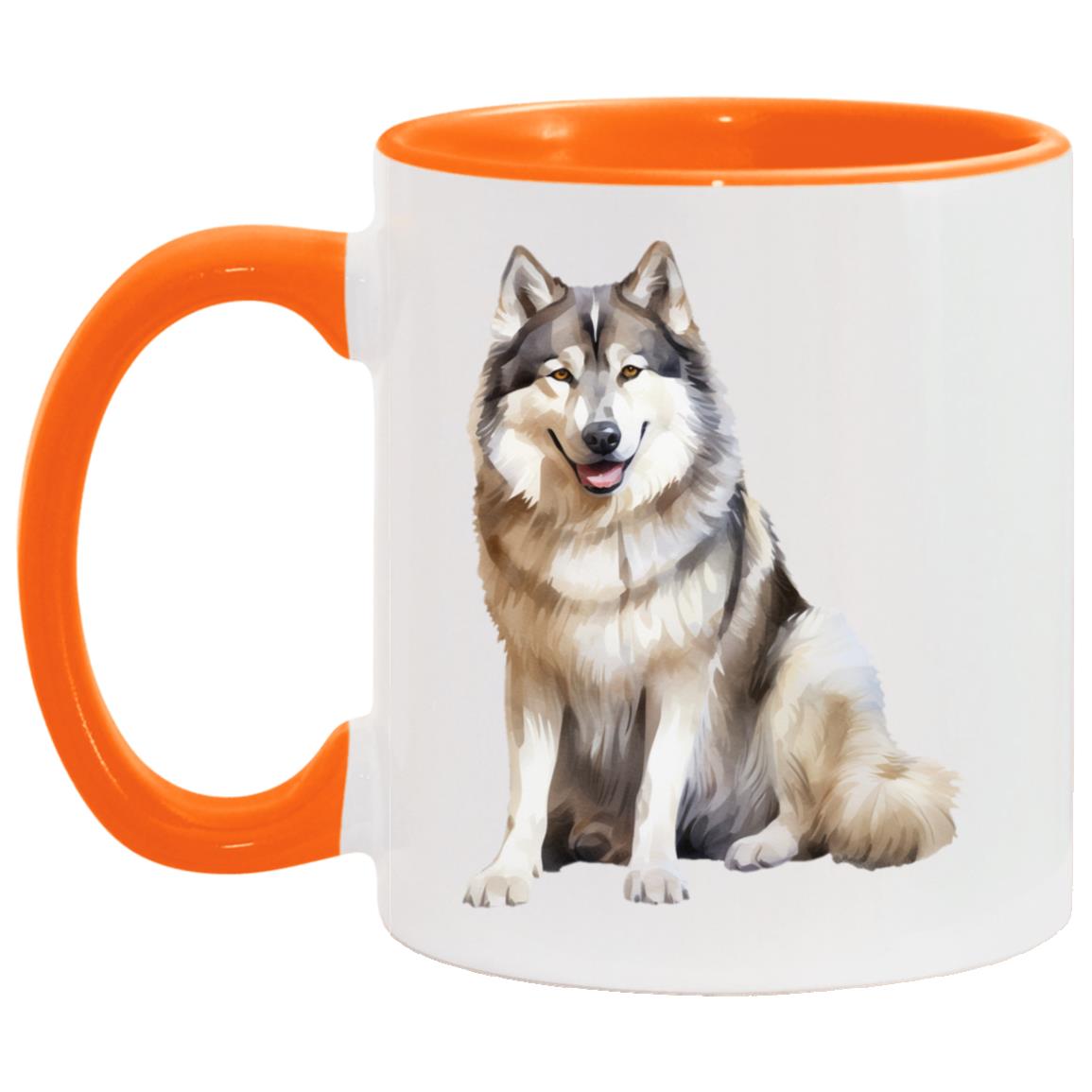 Alaskan Malamute watercolor mug – 11oz Orange