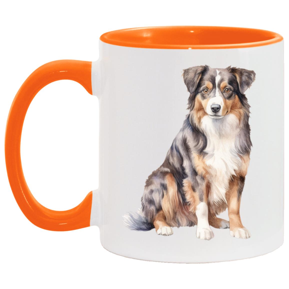 Australian Shepherd watercolor mug – 11oz Orange
