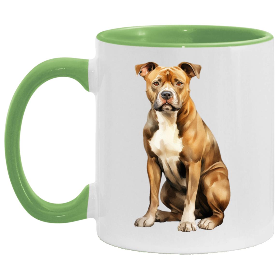 American Staffordshire Terrier watercolor mug – 11oz Light Green