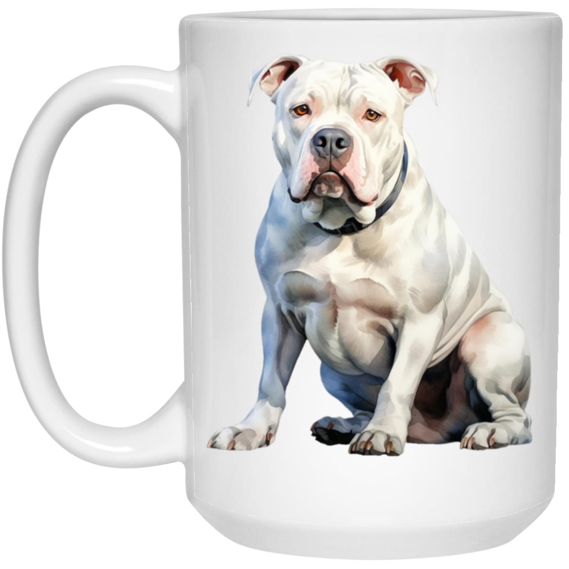 American Bulldog watercolor mug – 15oz White