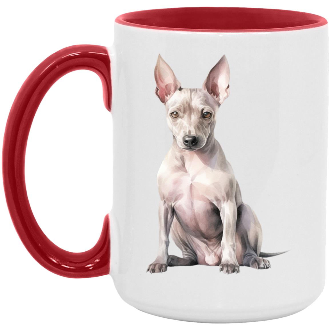 American Hairless Terrier watercolor mug – 15oz Red
