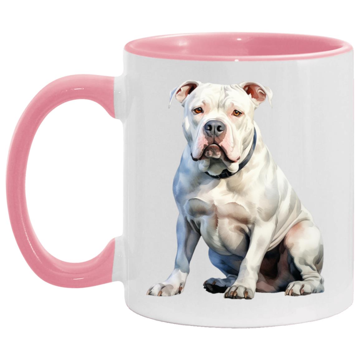 American Bulldog watercolor mug – 11oz Pink