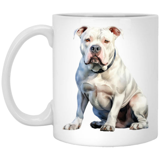 American Bulldog watercolor mug – 11oz White