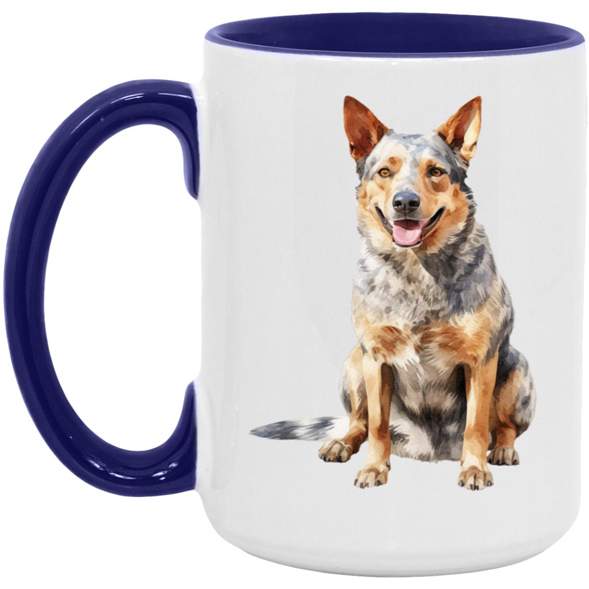 Australian Cattle Dog watercolor mug – 15oz Midnight Blue