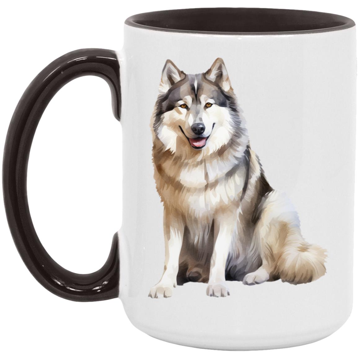 Alaskan Malamute watercolor mug – 15oz Black