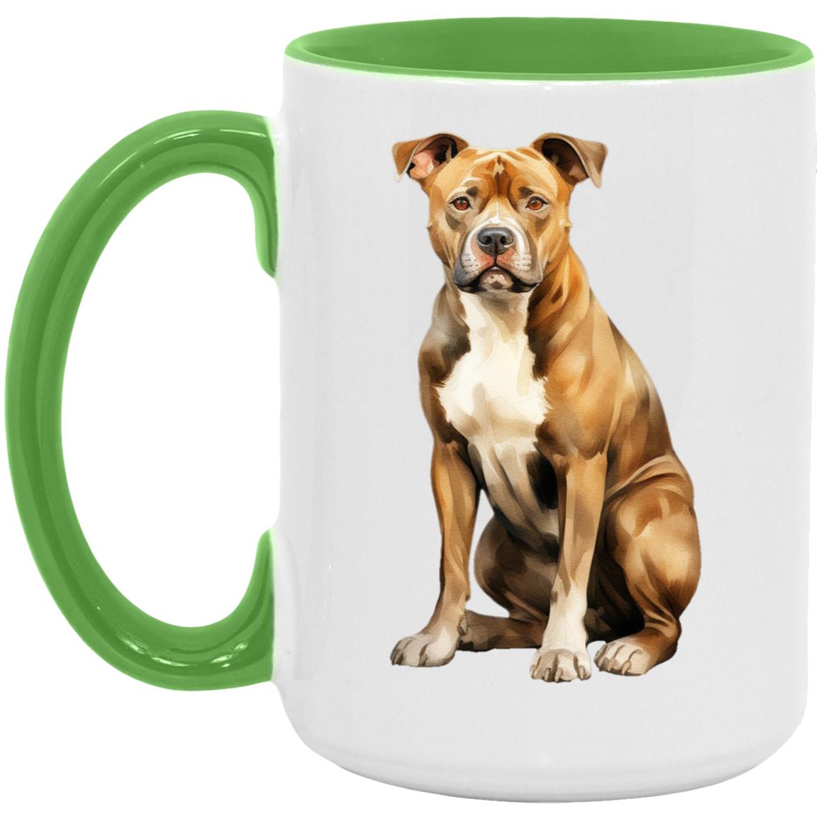 American Staffordshire Terrier watercolor mug – 15oz Light Green