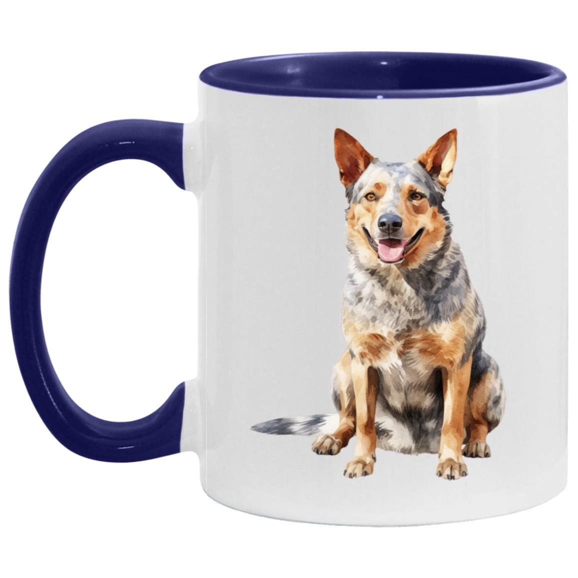 Australian Cattle Dog watercolor mug – 11oz Midnight Blue